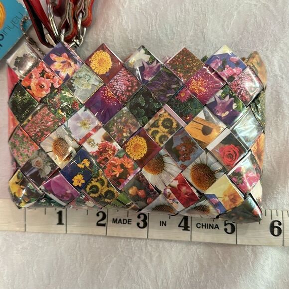 Nahui Ollin Candy Wrapper Multicolor Removable Strap Wristlet Wallet Keychain - Picture 3 of 14